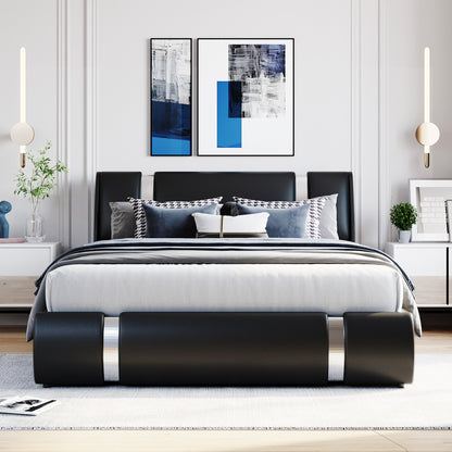 Quillon Queen Size Storage Platform Bed w Hydraulic System - Black