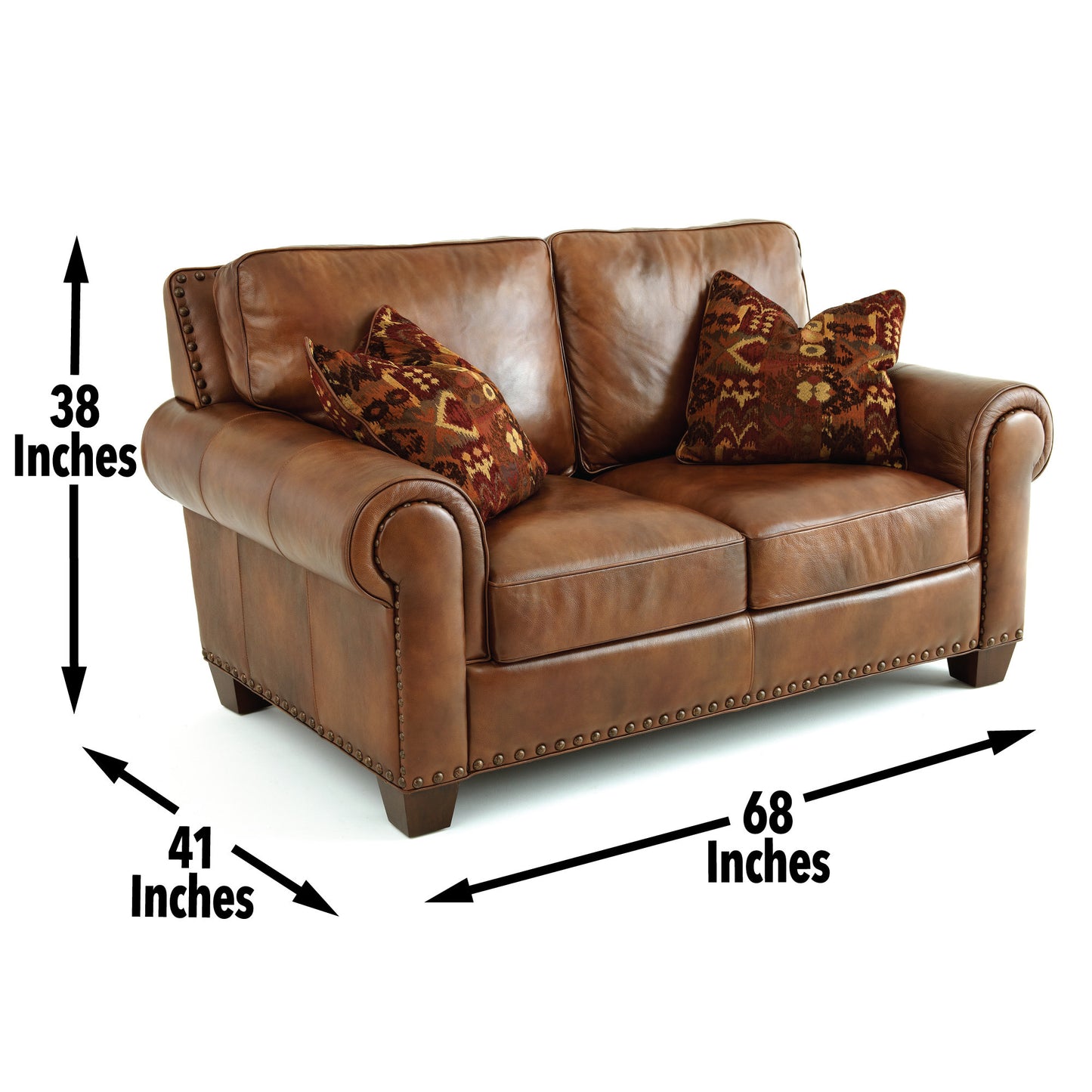 Kian Rustic Leather Collection Loveseat - Tan