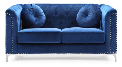 Enzo Sloped Arm Loveseat - Navy Blue