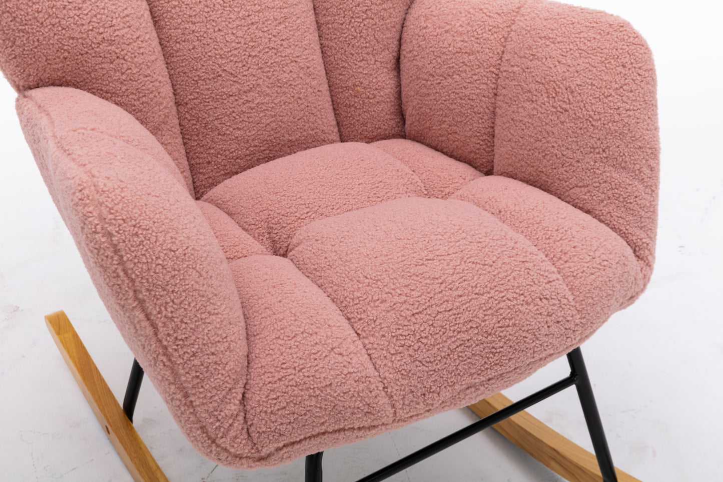 Noble Wool Fabric Upholstered Rocking Chair - Pink