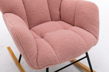 Noble Wool Fabric Upholstered Rocking Chair - Pink