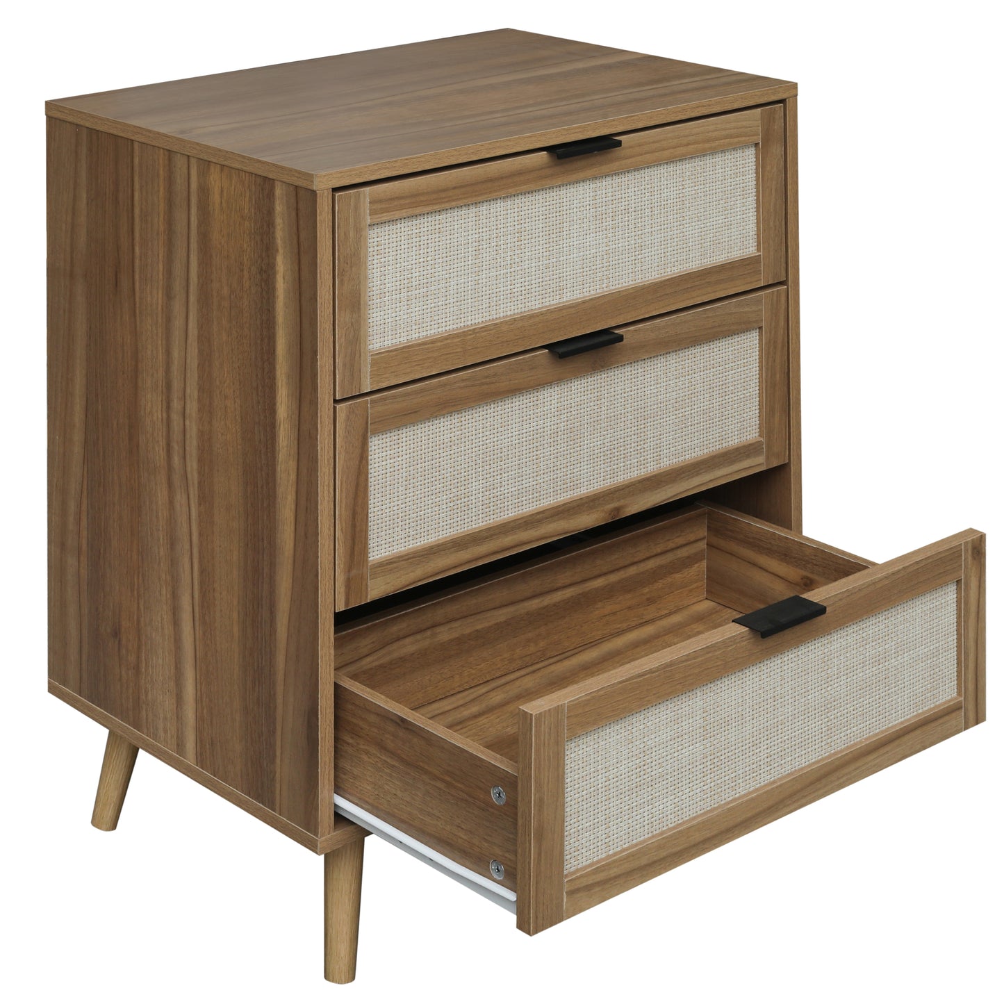 Kooboo 3 Drawer Nightstand End Table - Walnut