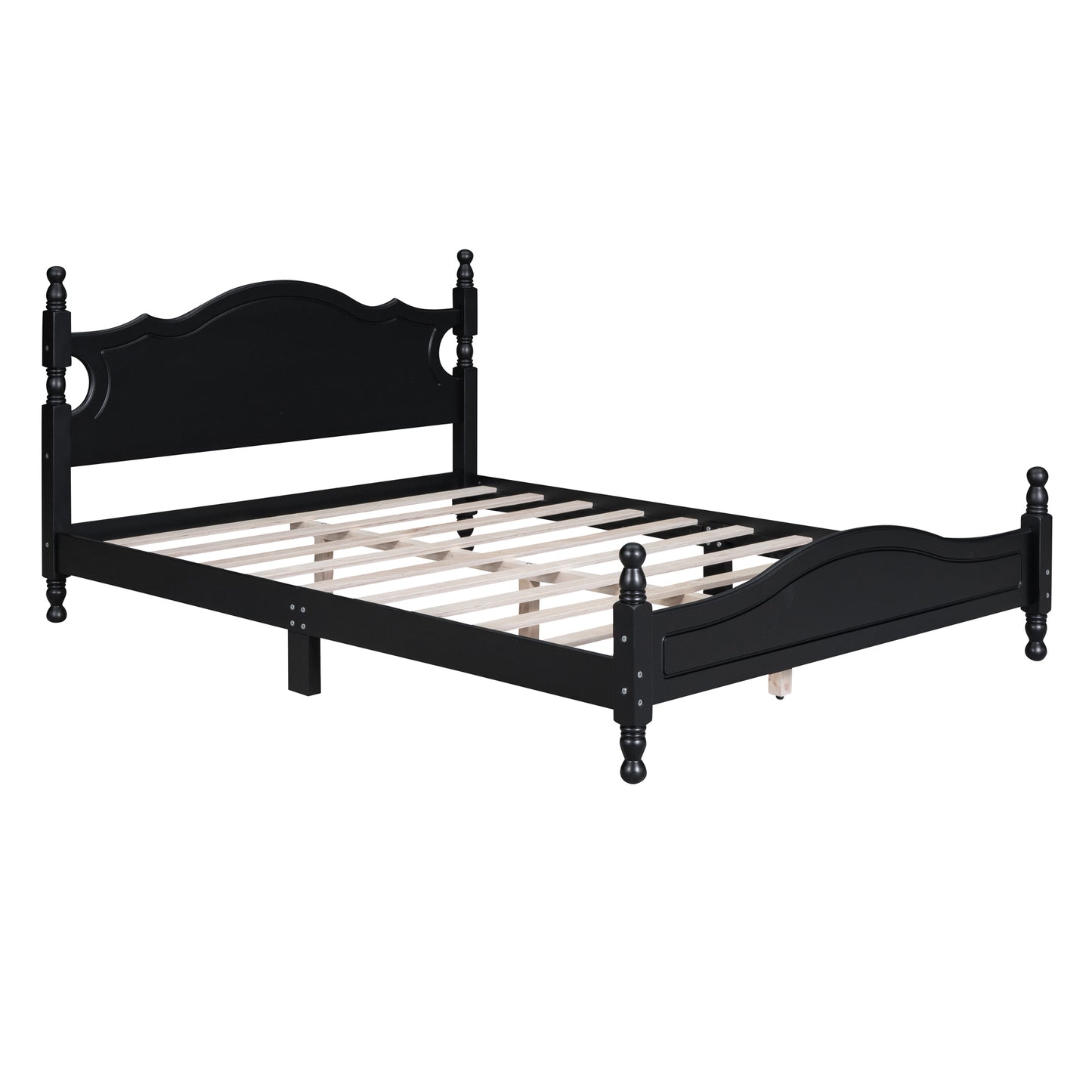 Quarto II Queen Size Wood Platform Bed Frame - Black