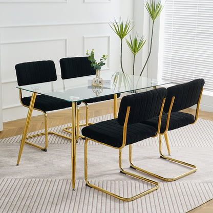 Ezell Dining Chairs with Gold Metal Leg (Set of 4) - Black