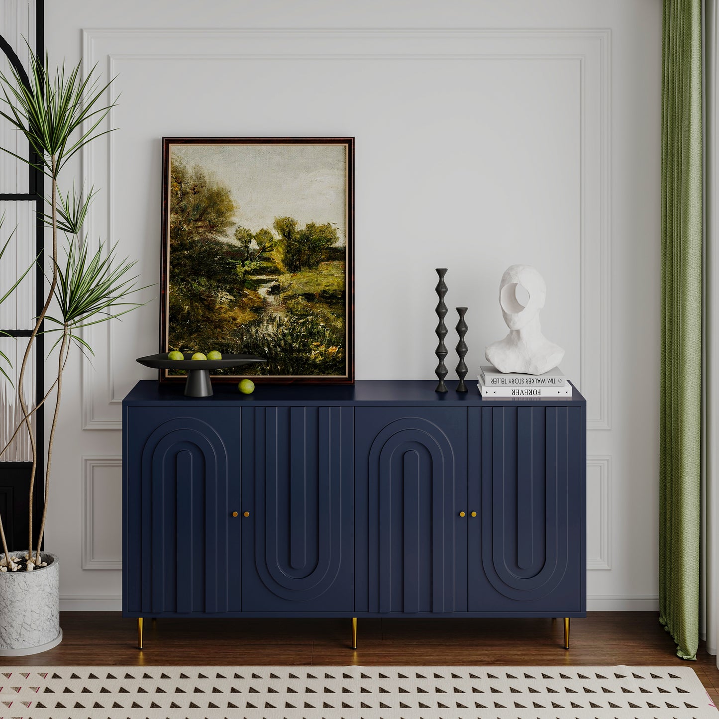 Jana Wooden Cabinet Sideboard - Blue