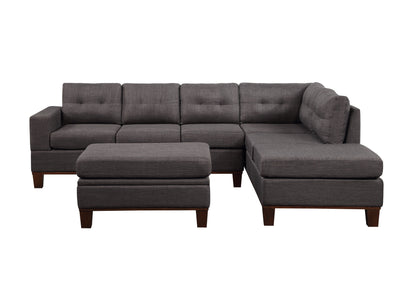 Hilo Fabric Reversible Sectional Sofa with Storage Ottoman - Dark Gray