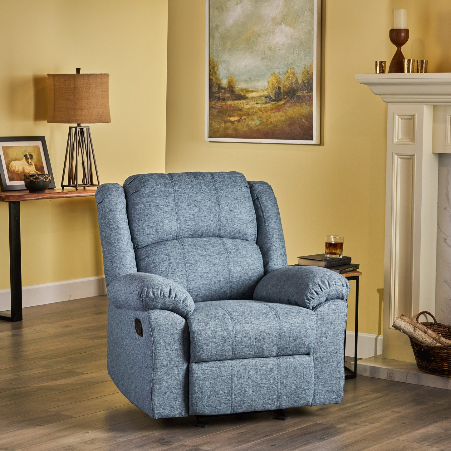 Cole Manual Recliner Chair - Navy Blue