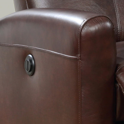 Snyder Electric Leather Recliner Chair with Gentle Lower Lumbar Massager - Brown