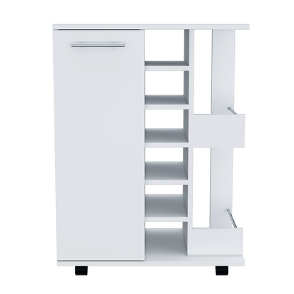 Minta Bar Cabinet With 2 Side Shelves - White