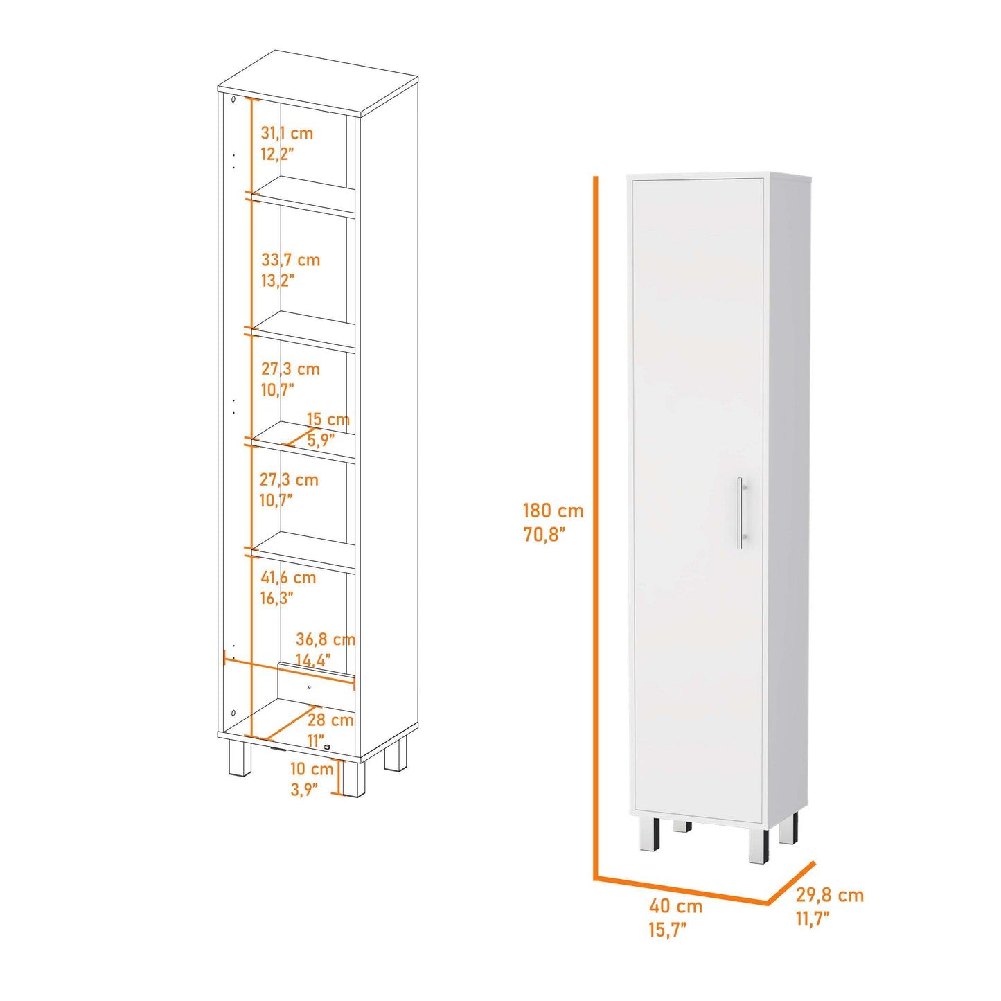 Weston 5-Shelf Tall Storage Cabinet - White