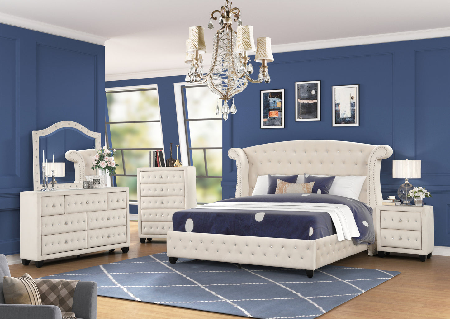 Sophia Queen Bed - Cream