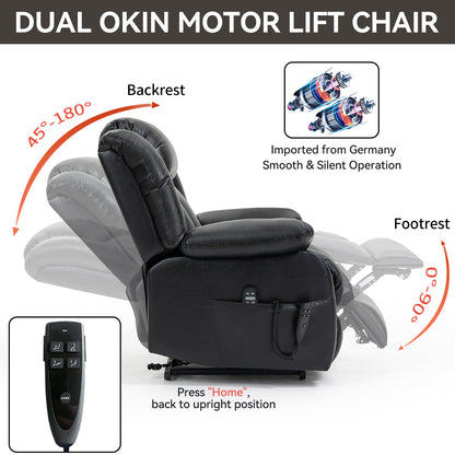 Brooklyn Dual Motor Power Lift Recliner Chair with Massage and Heating - Black