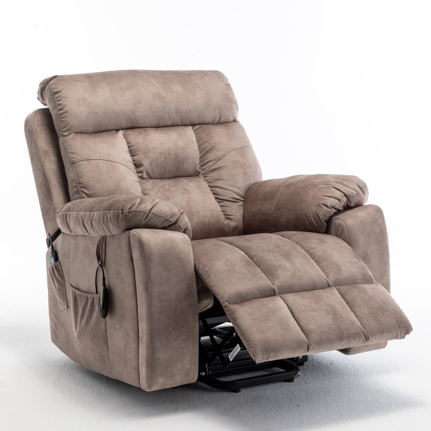 Wilson Power Electric Velvet Reclining Chair - Light Brown