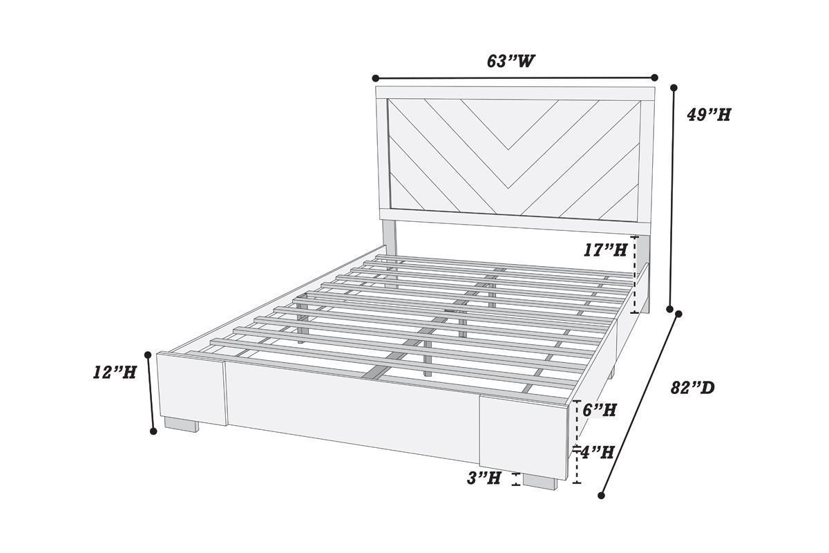 Doze Contemporary Queen Size Bed - Gray