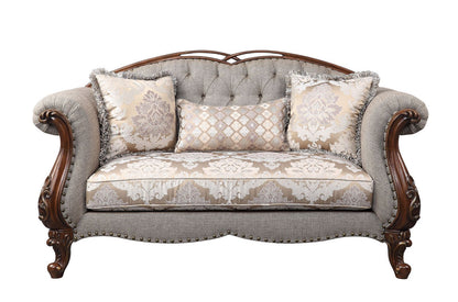 Miyeon Fabric Loveseat w/3 Pillows - Cherry