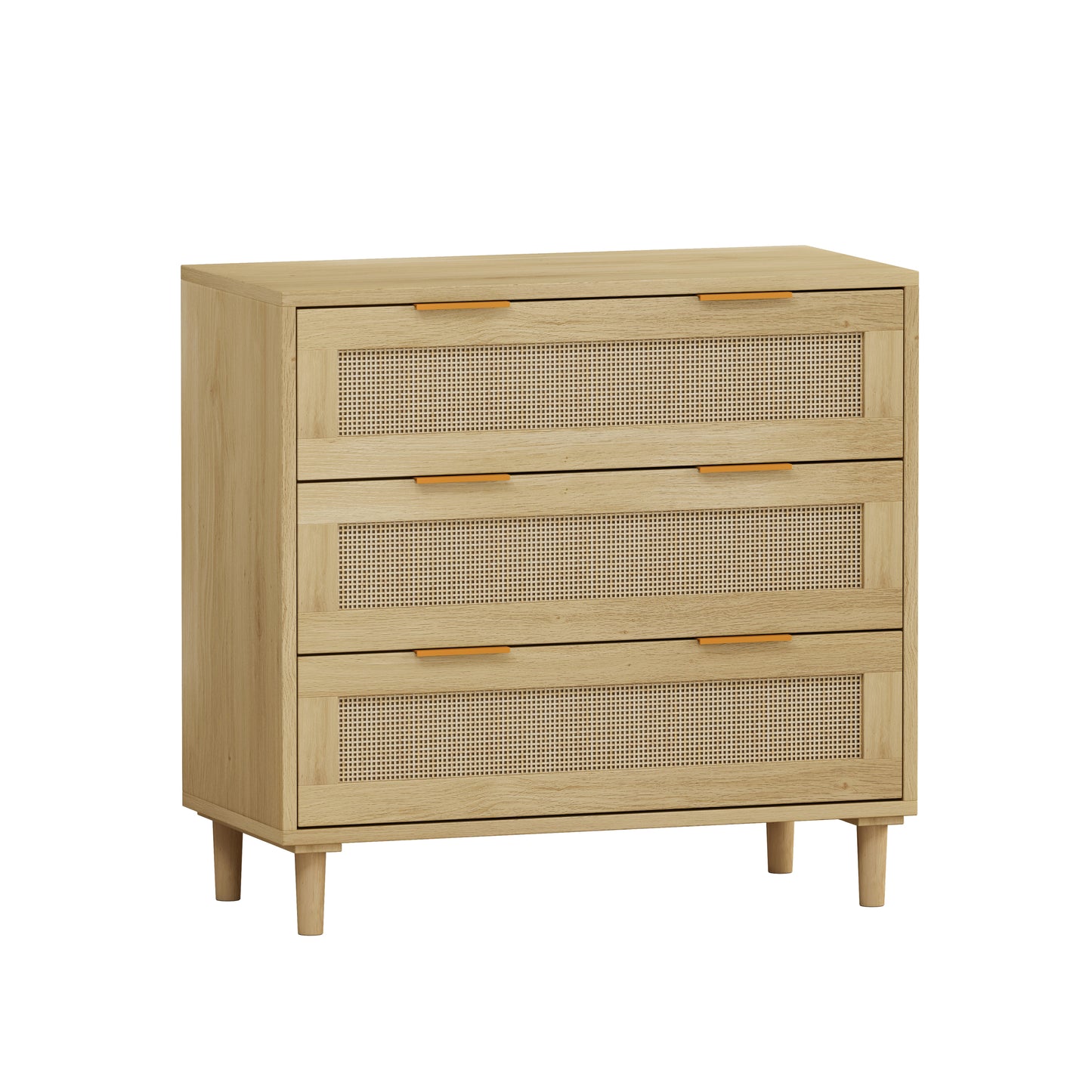 Tero 3-Drawers Rattan Storage Cabinet - Oak