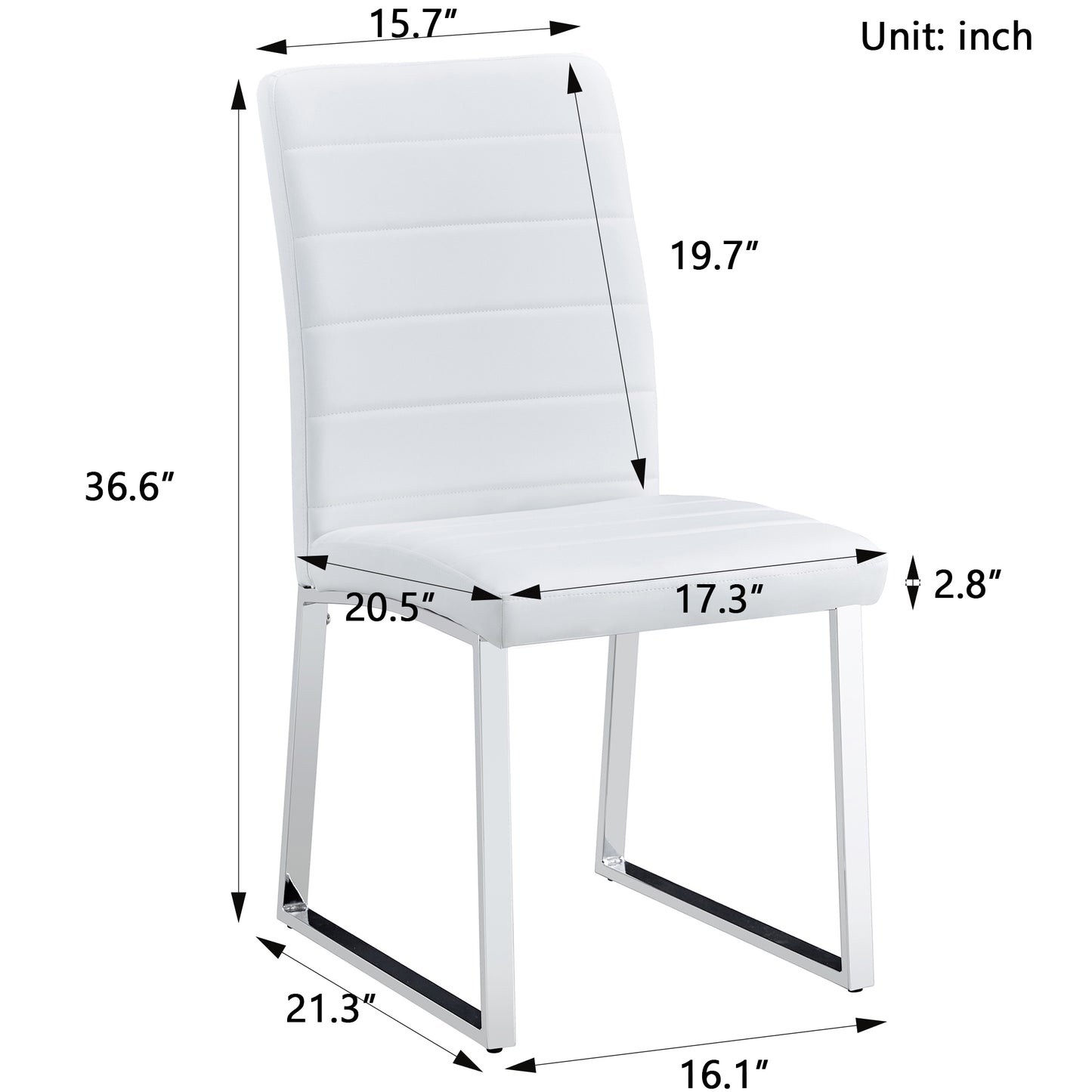 Lynn Dining Chairs with Stainless Leg (Set of 4) - White