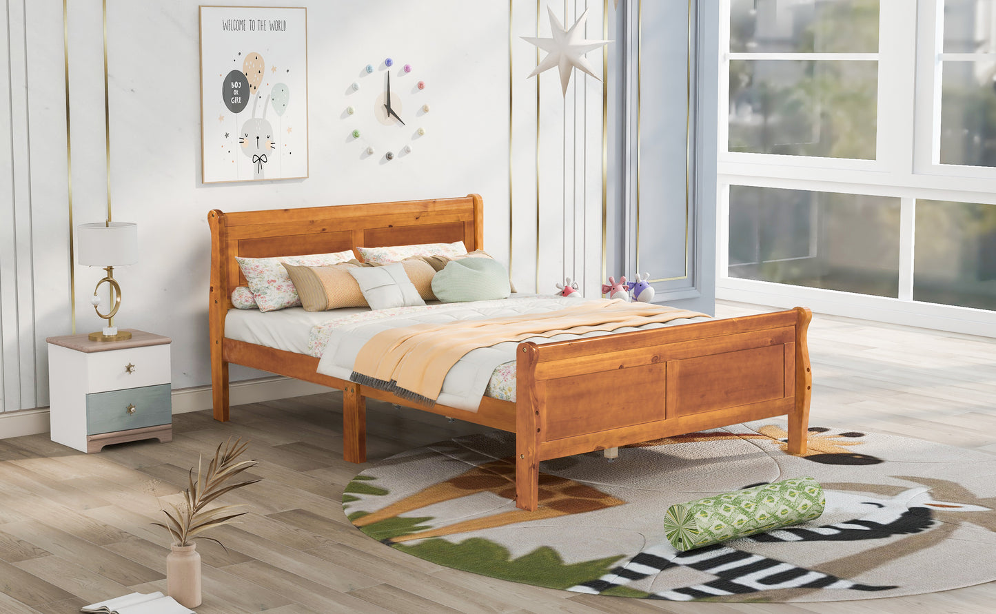 Urban Fusion Full Size Wood Platform Bed - Oak