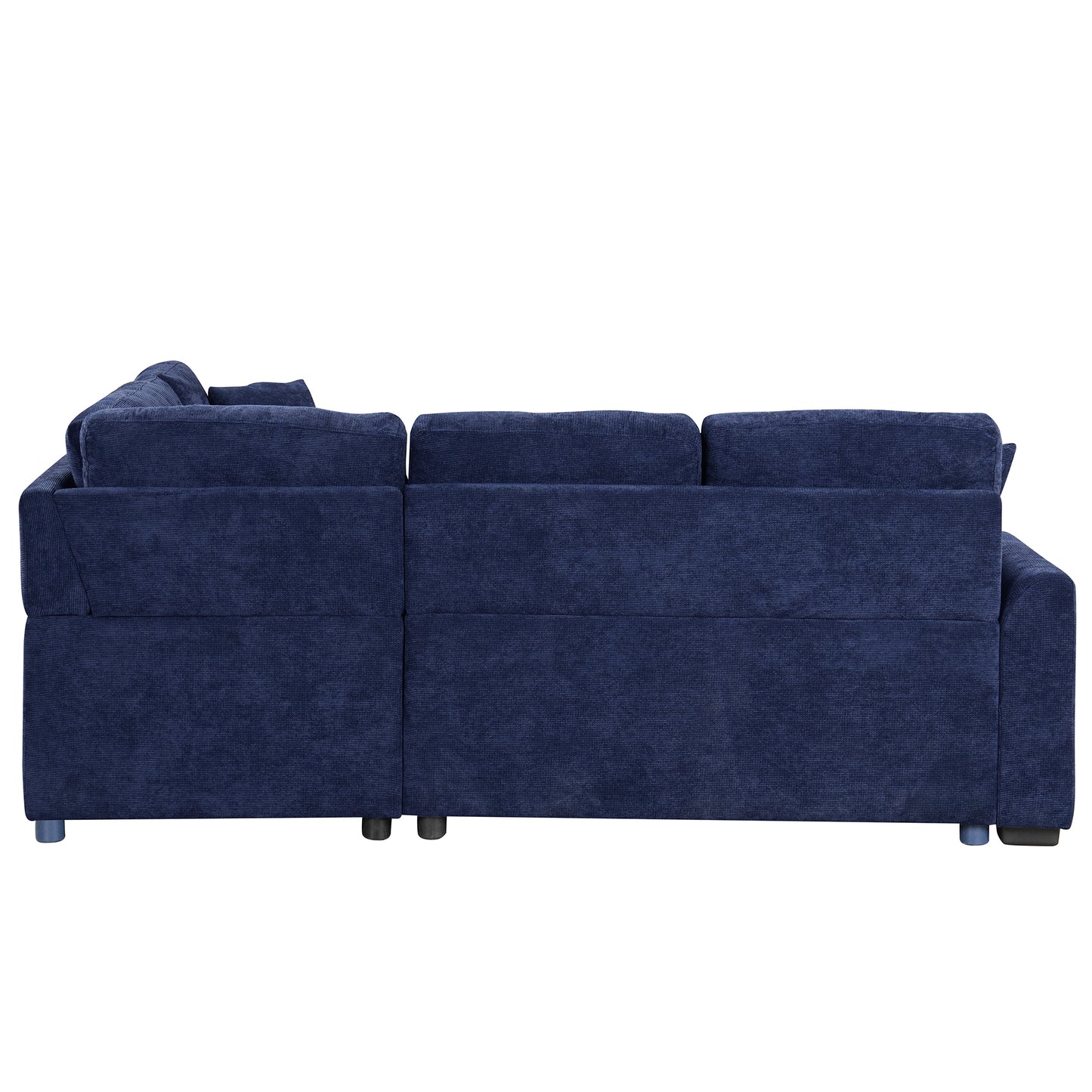 Novak L-shape Sofa Bed Pull-out Sleeper Sofa with Wheels - Navy Blue