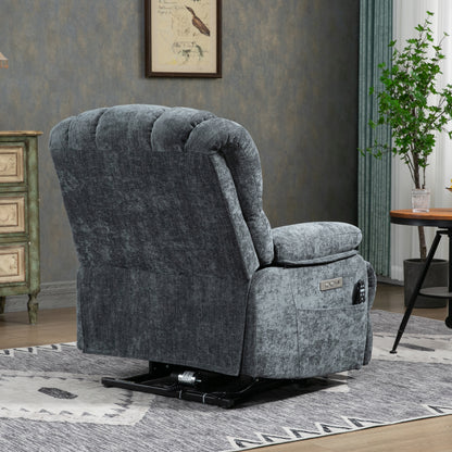 Mia Heat Massage Chenille Power Lift Recliner Chair - Blue-Gray