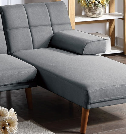 Jovan 2pc Sectional Sofa Set  Solid wood Legs Tufted Couch - Blue Grey