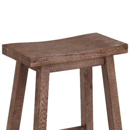 Wooden Frame Saddle Seat Counter Height Stool - Brown