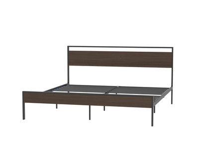 Ceres King Size Metal Bed - Walnut