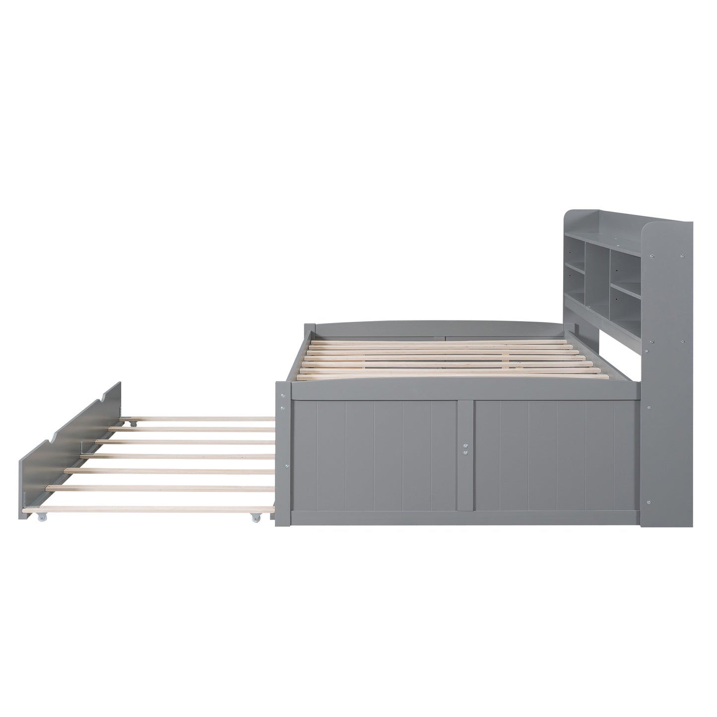 Gini Full Size Daybed with Trundle and Storage - Light Gray