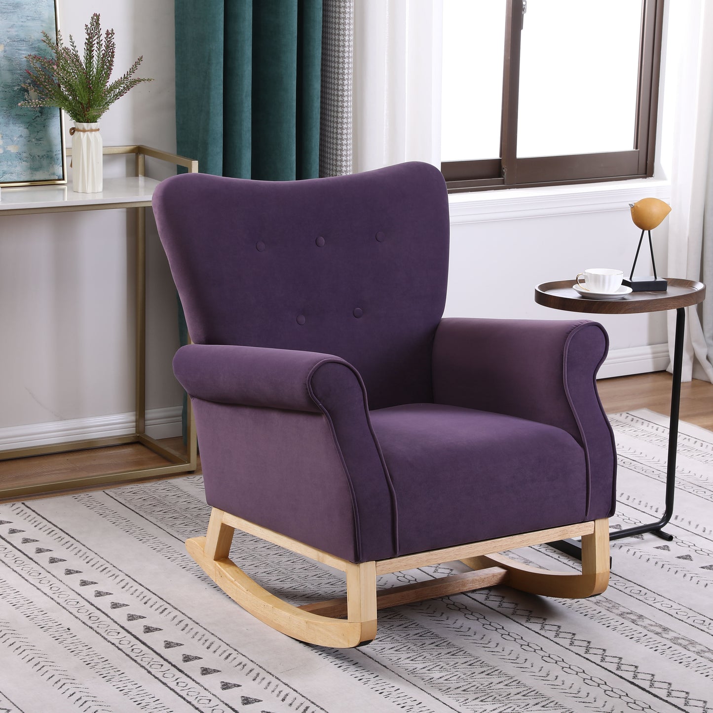 Jarvis Velvet Rocking Chair - Purple