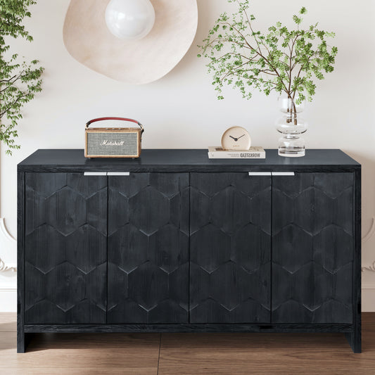 Toni 4 Door Accent Buffet Server Cabinet - Distressed Black