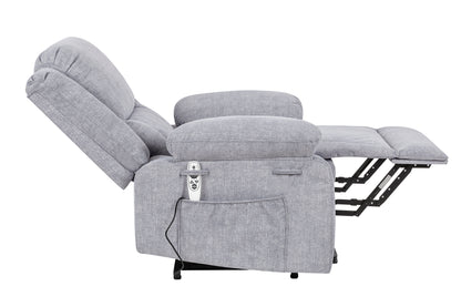 Solace Electric Power Recliner Chair with Massage and Heatin - Light Grey