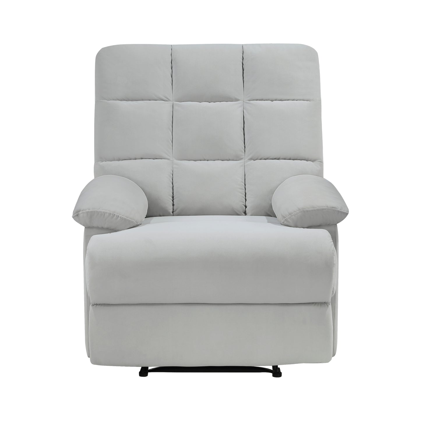 Ora Velvet Upholstery Square Tufted Recliner - Light Gray