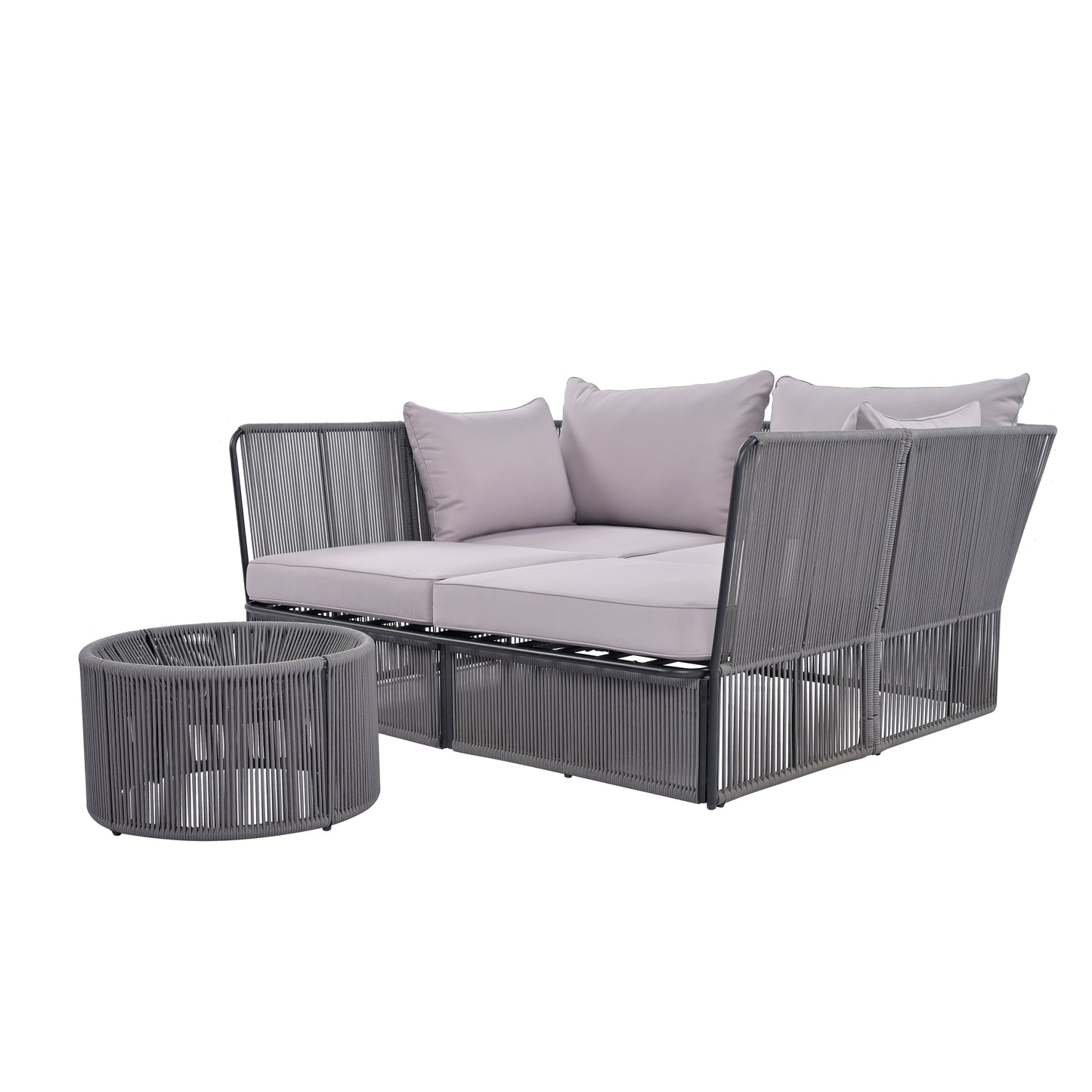 Freeda 2 Pc Outdoor Sunbed and Coffee Table Set - Gray