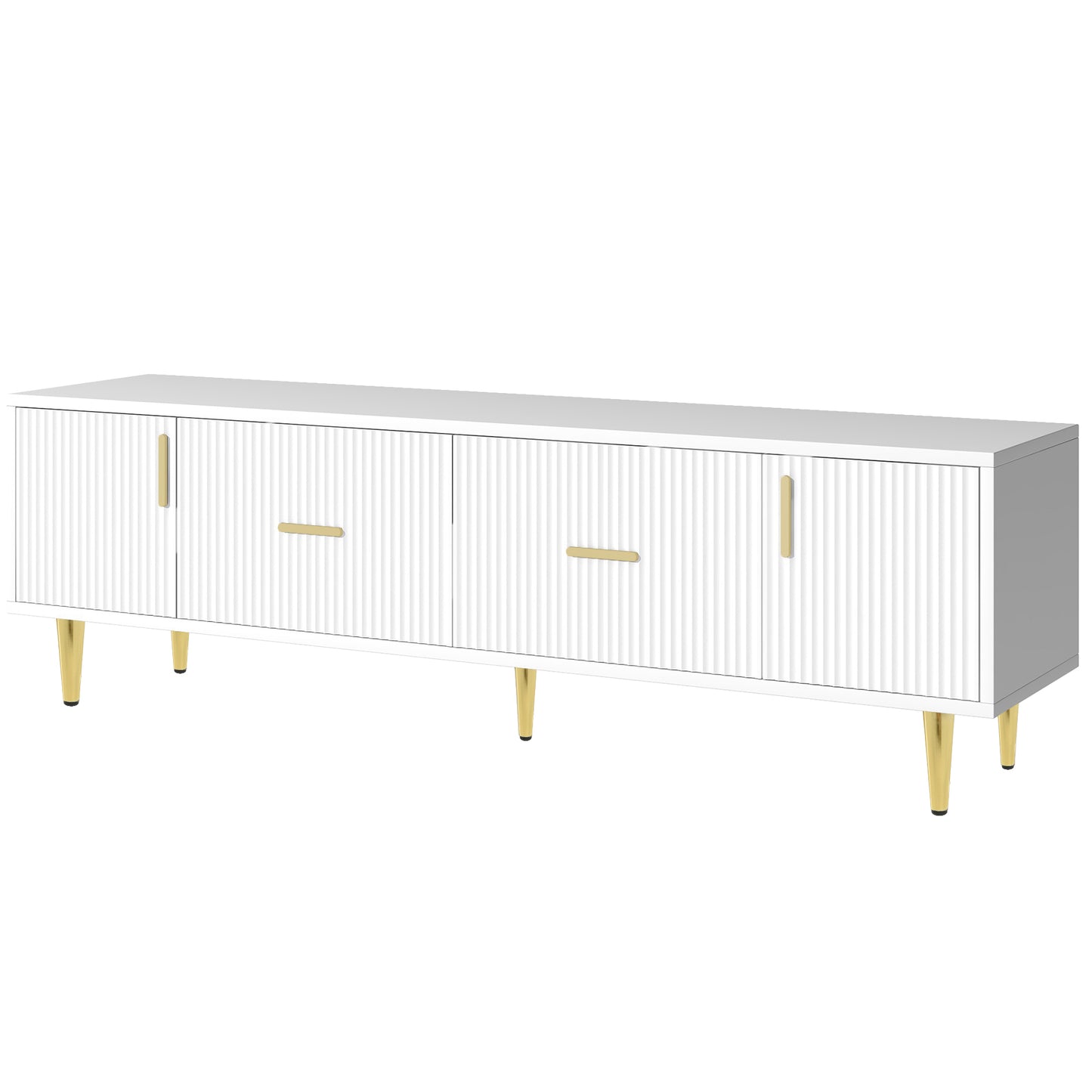 Eden Stylish TV Stand with 5 Champagne Legs - White