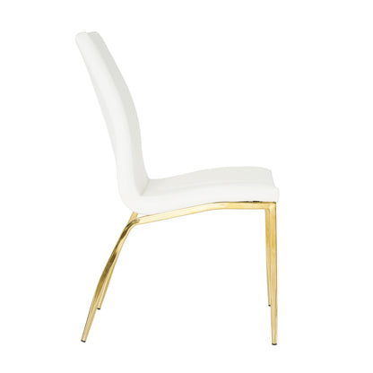 Shona Pu Dining Chairs with Gold Metal Leg (Set of 4) - White