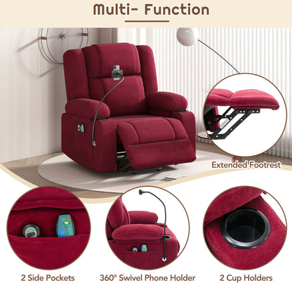 Dawson Power Lift Recliner with Massage - Red