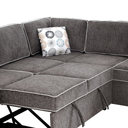 Berg L-Shaped Pull Out Convertible Sleeper Sofa - Dark Gray