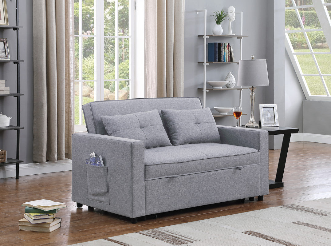 Zoey Linen Convertible Sleeper Loveseat - Light Gray