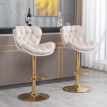 Float Swivel Bar Stools - Beige Set of 2