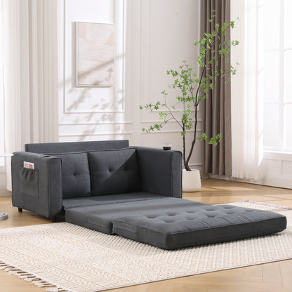 Neo Tufted Loveseat with Pull Out Sleeper - Dark Gray