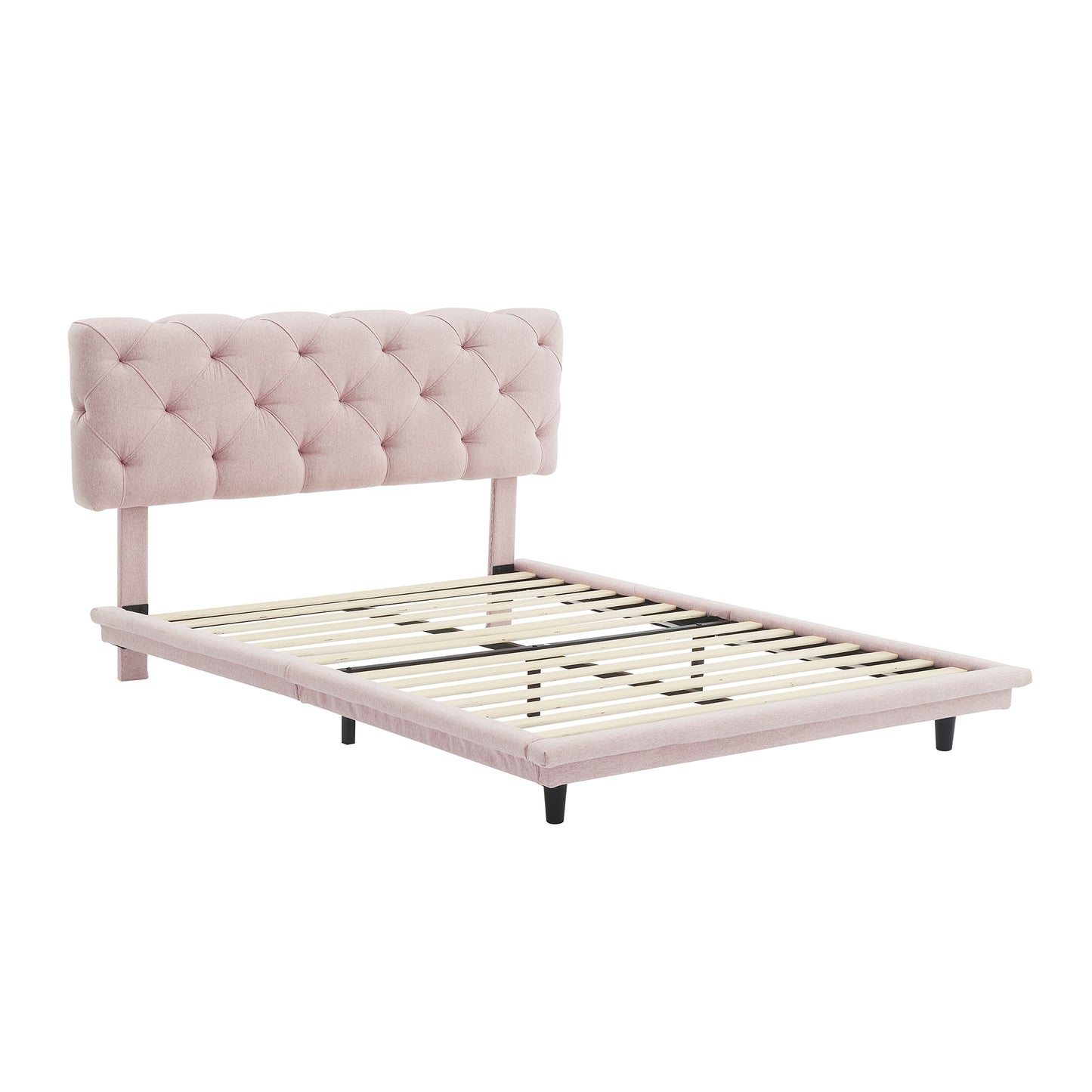 Joy Full Size Upholstered Bed with Light Stripe - Pink