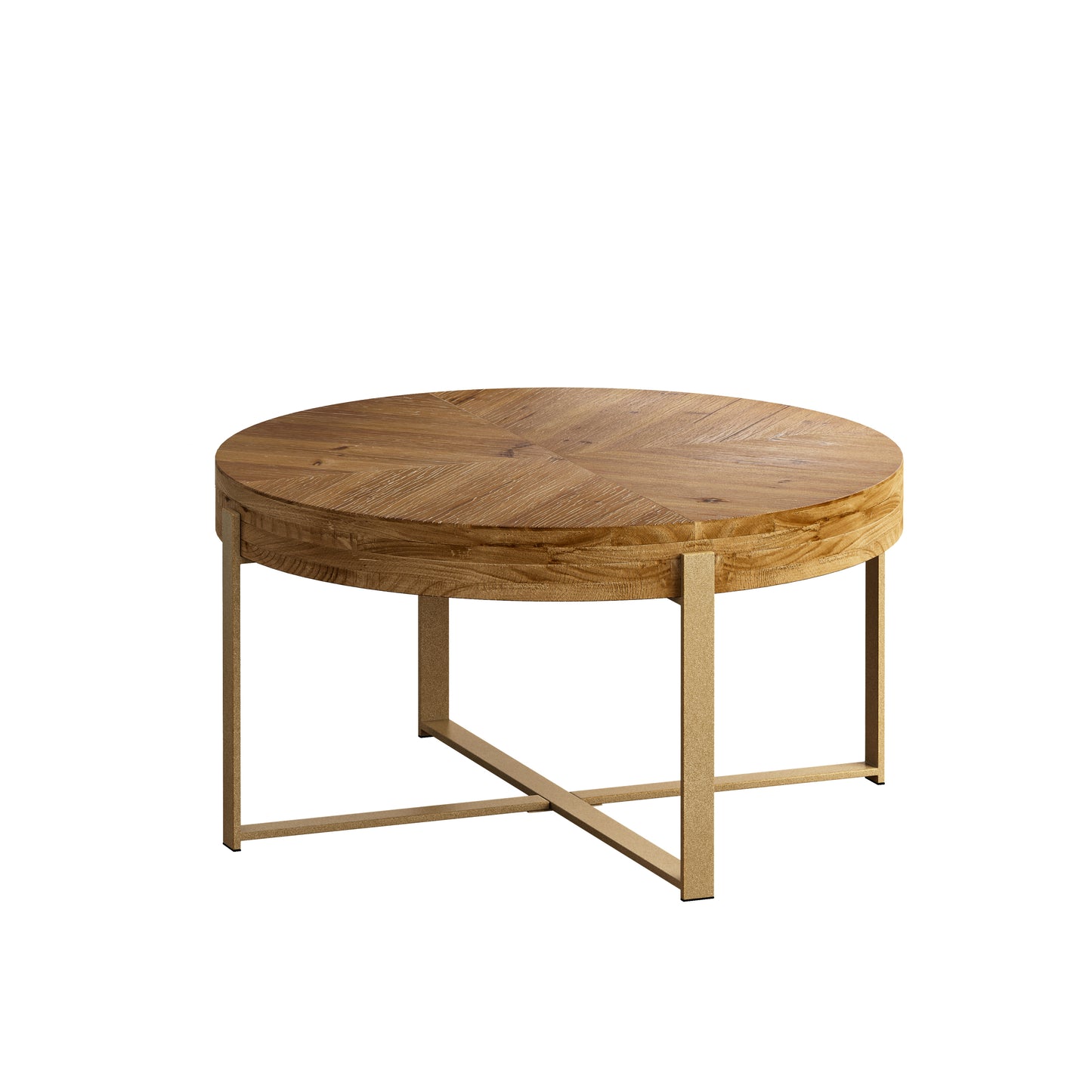 Fir Wood Table Top 33.86"  Coffee Table - Gold