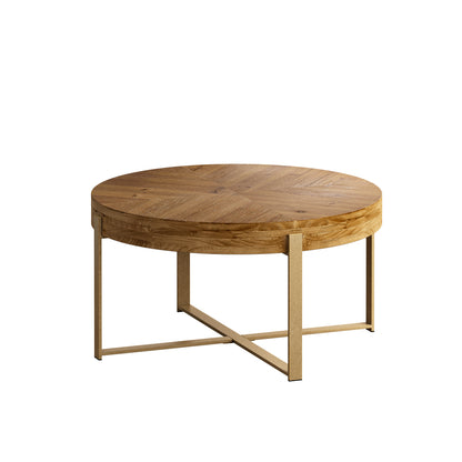 Fir Wood Table Top 33.86"  Coffee Table - Gold