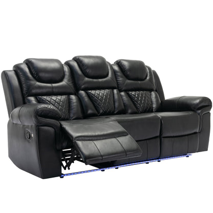 Milo 3 Pieces Recliner Sofa Sets - Black