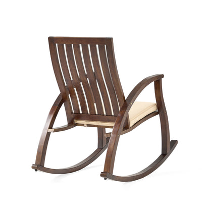 Nelson Acacia Wood Rocking Chair with Cushion - Brown