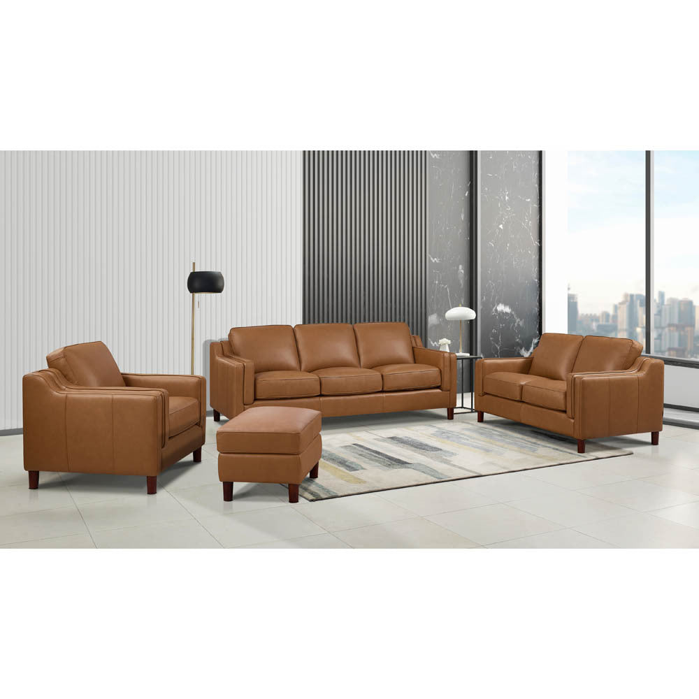 Bella Top Grain Leather Loveseat - Brown