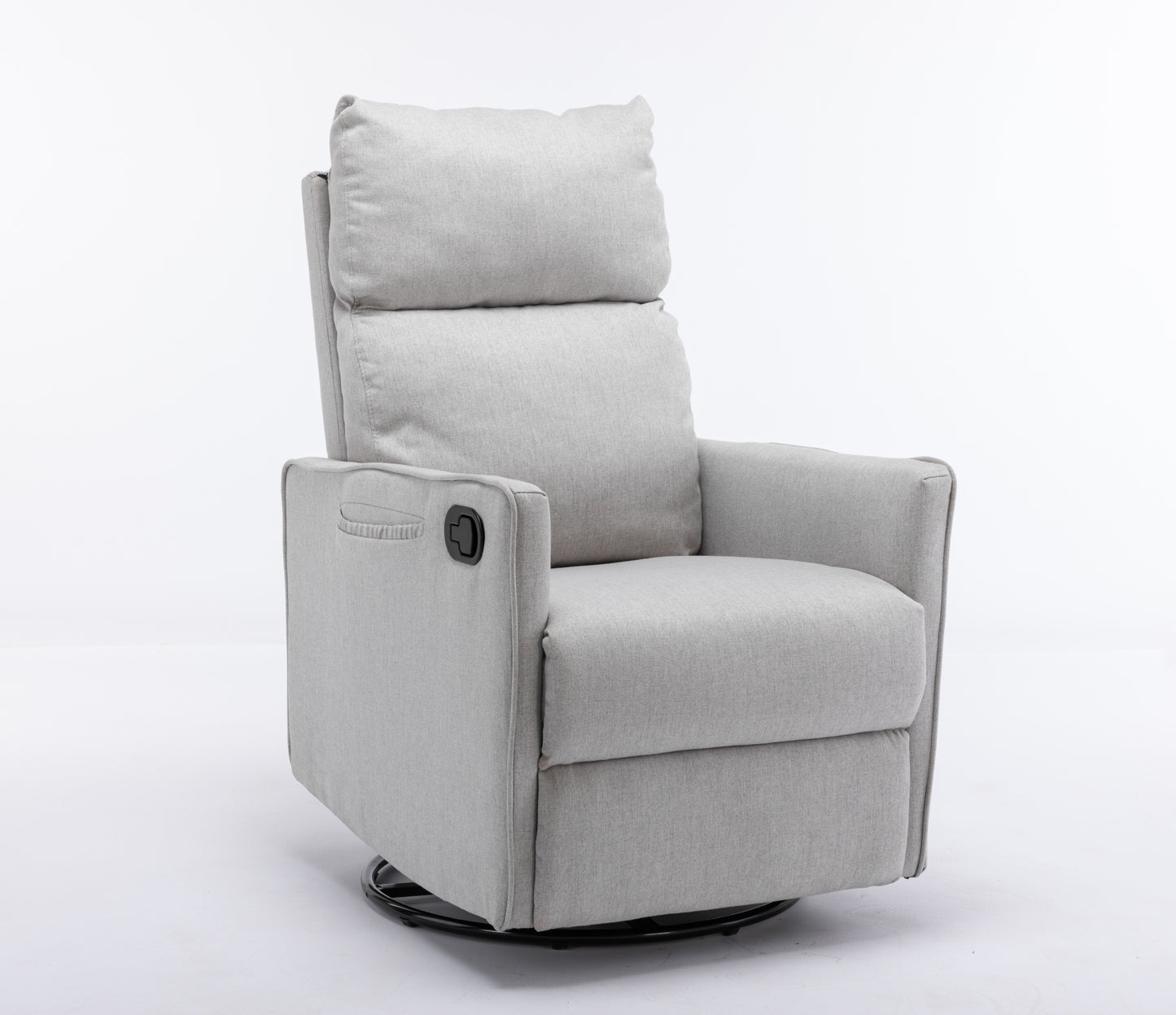 Cotton Linen Fabric Swivel Rocking Chair - Light Gray