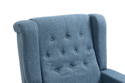 Cole Arm Pushing Fabric Recliner  - Navy Blue