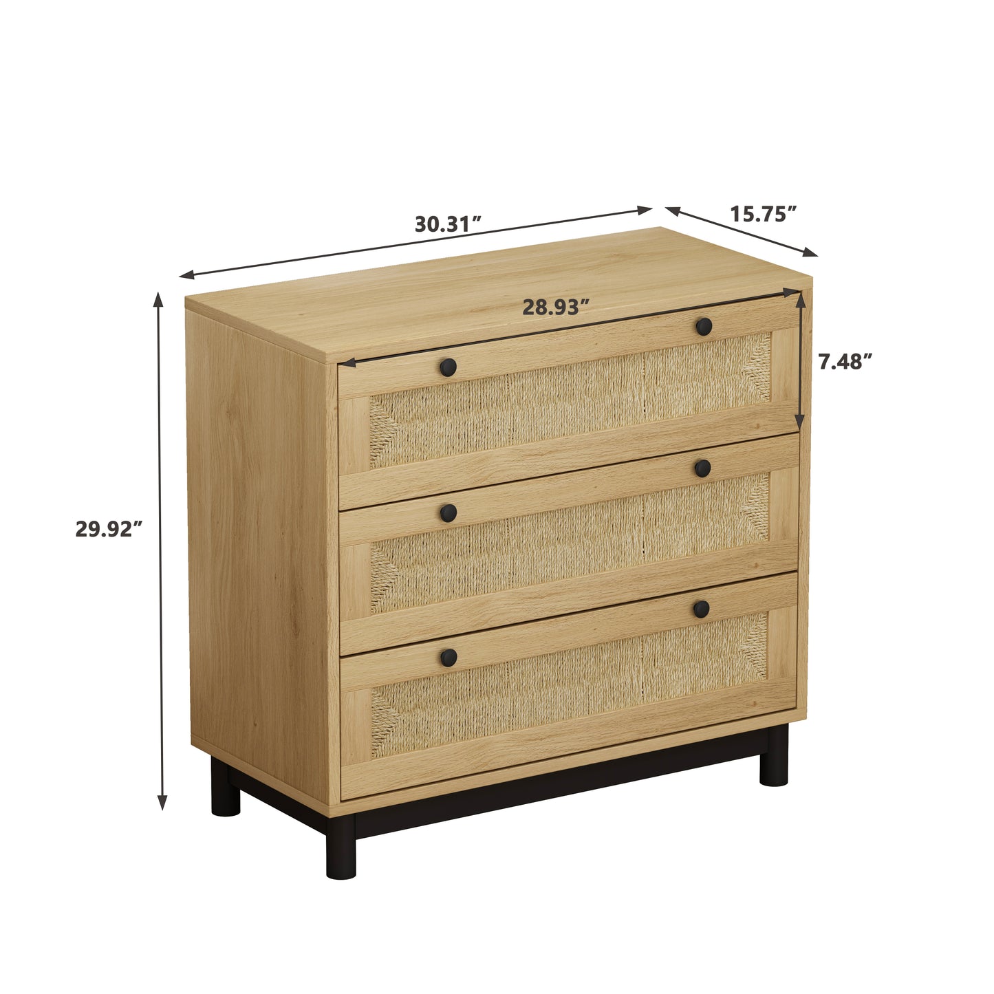 Robe 3-Drawers Storage Cabinet - Oak