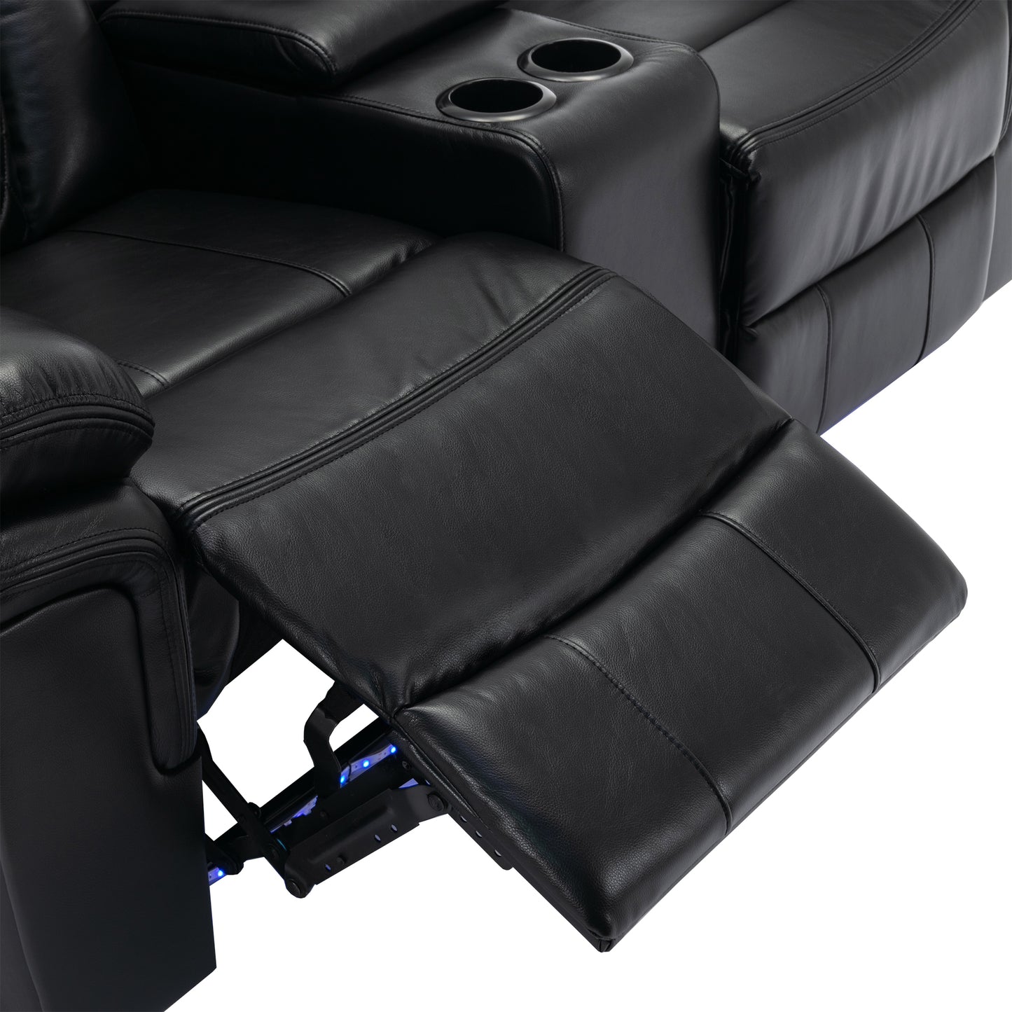 Milo Manual Recliner Loveseat with LED Light Strip - Black